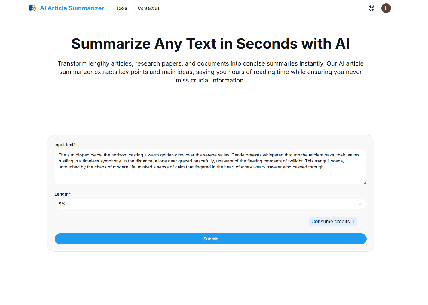 AI Article Summarizer - Summarize Any Text in Seconds with AI